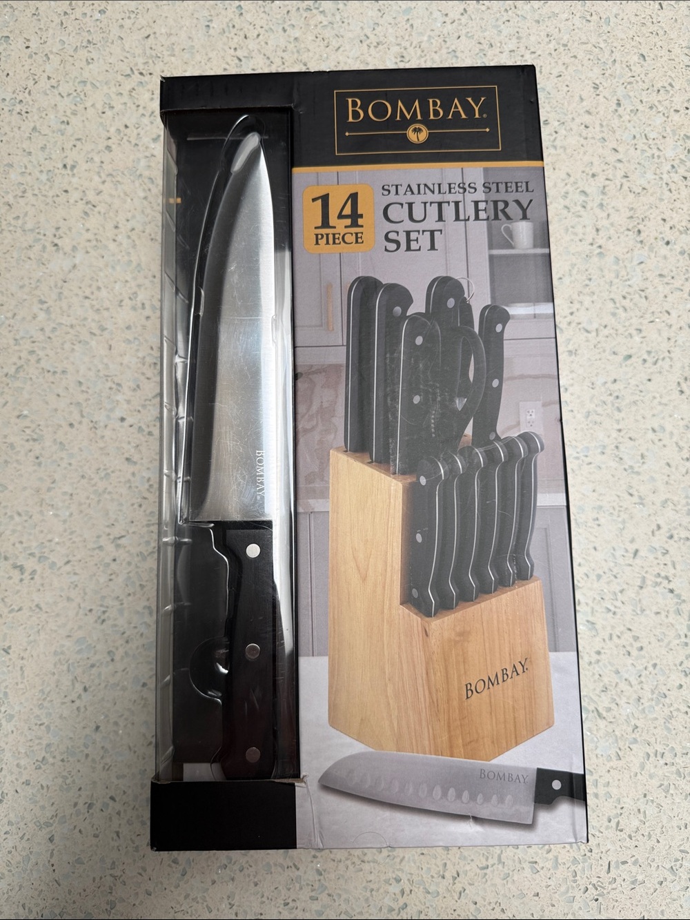 Bombay 14-Piece Stainless Cutlery Set with Black Handles